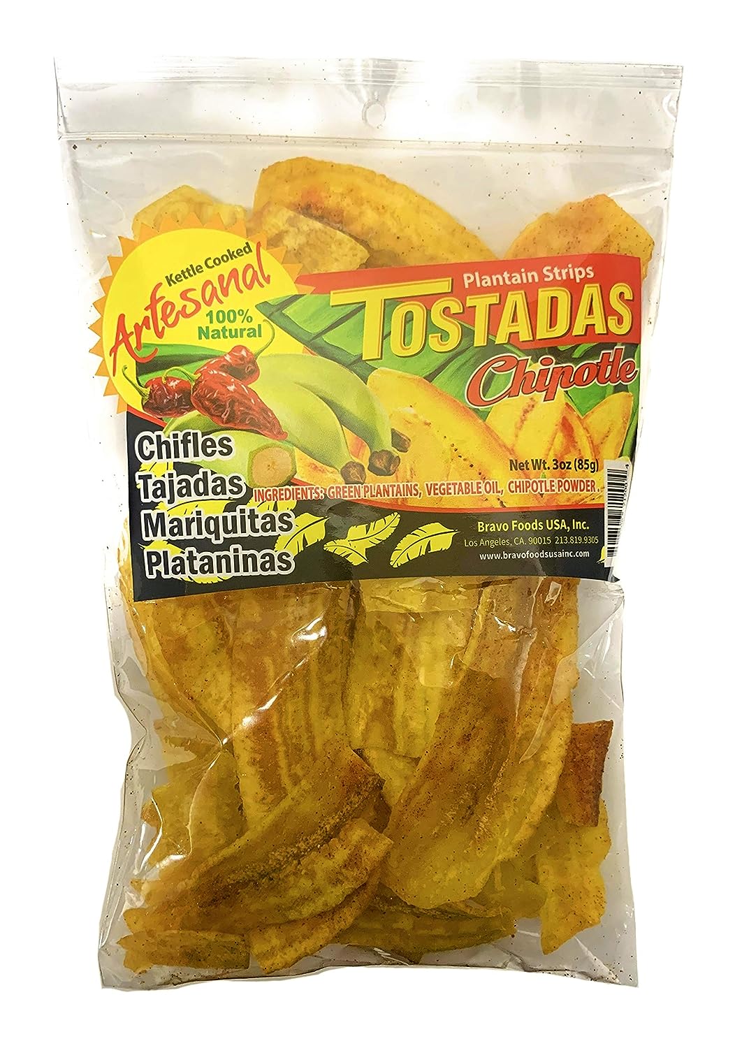 3 Pack Tostadas de Plátano Artesanales – 3 Sabores: Natural, Chipotle y Ajo Limón