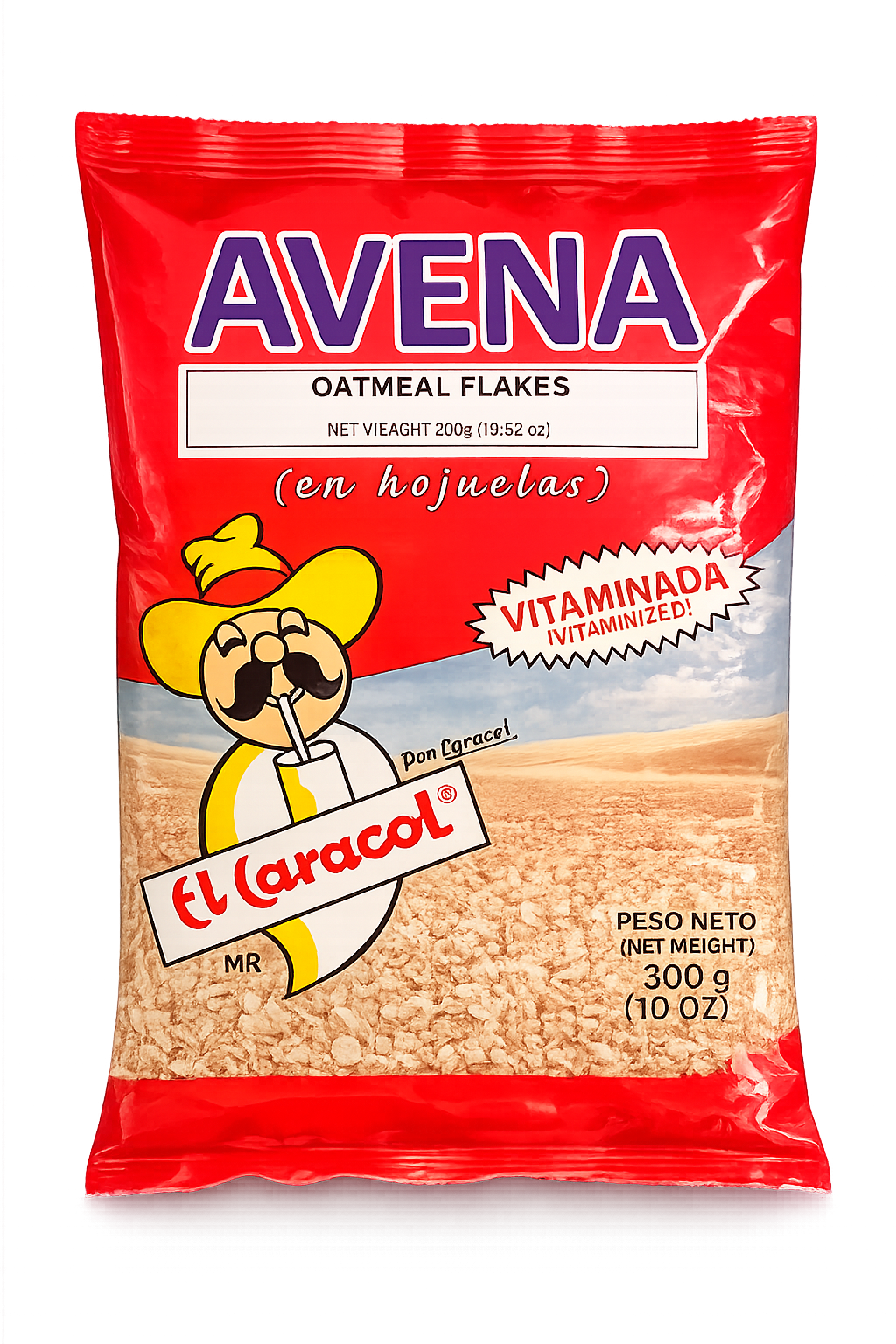 El Caracol Rolled Oats 10 oz | Vitamin-Enriched Oatmeal Flakes