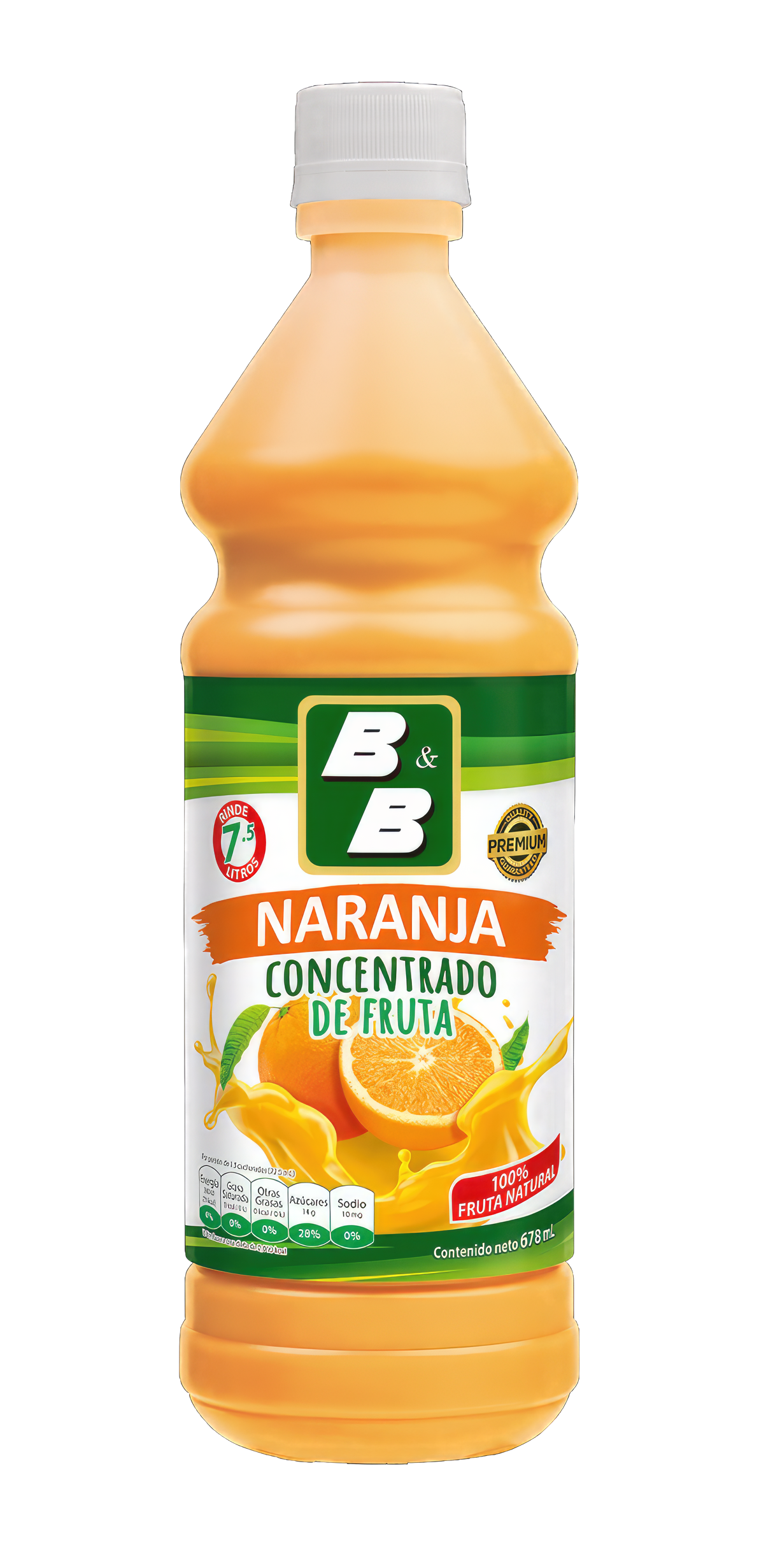 Botella de Concentrado de Naranja B&B 678 ml – Refresco cítrico salvadoreño
