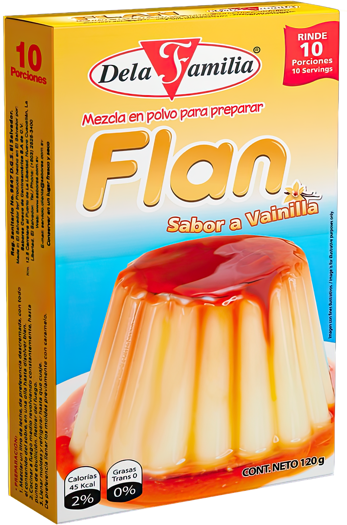 Flan de vainilla De La Familia 120 g – mezcla para preparar postre cremoso en casa – Latin Foods At Your Door