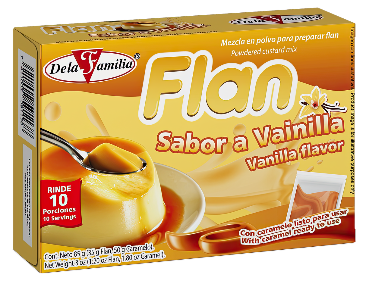 Flan de vainilla De La Familia 85 g – mezcla para preparar postre casero individual – Latin Foods At Your Door