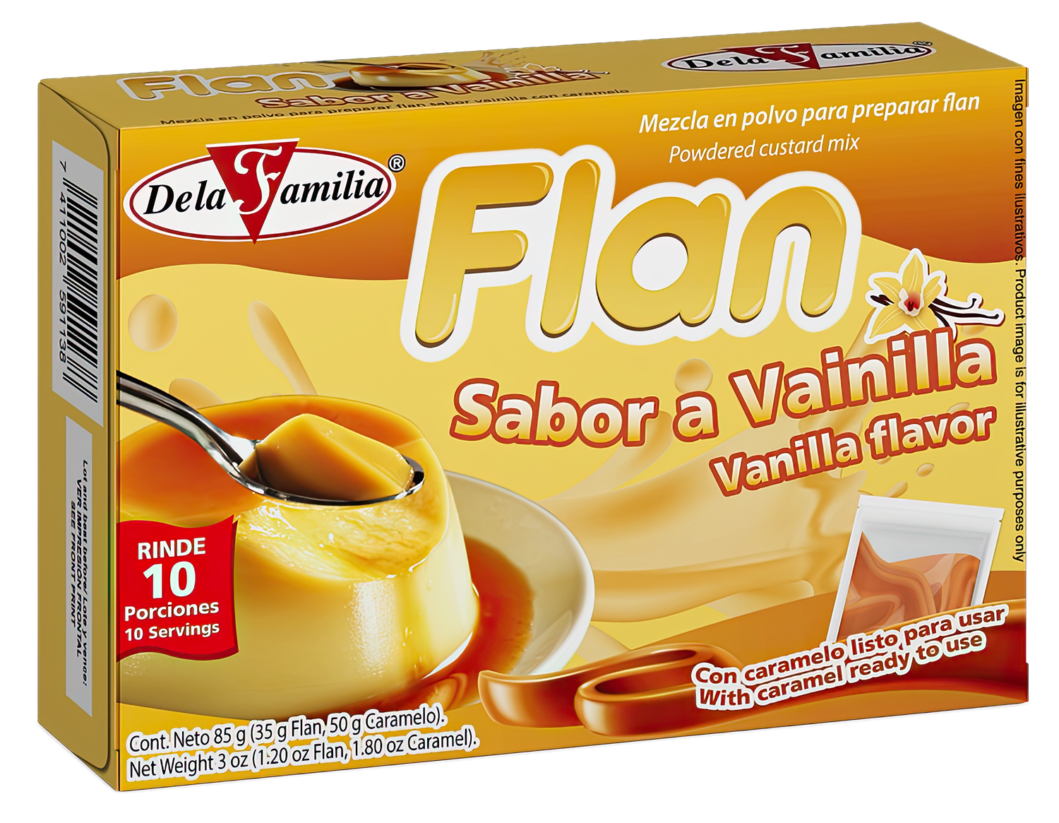 Flan de vainilla De La Familia 85 g – mezcla para preparar postre casero individual – Latin Foods At Your Door