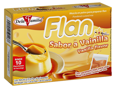 Flan de vainilla De La Familia 85 g – mezcla para preparar postre casero individual – Latin Foods At Your Door