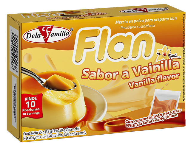 Flan de vainilla De La Familia 85 g – mezcla para preparar postre casero individual – Latin Foods At Your Door