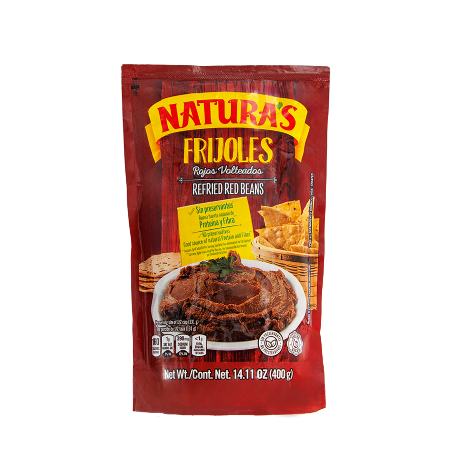 Frijoles volteados refritos rojos Naturas 400 g – listos para servir con sabor casero – Latin Foods At Your Door