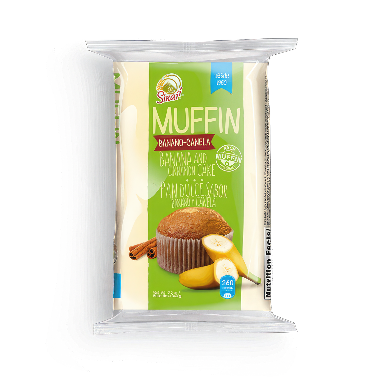 Muffin de banano y canela Pan Sinai en pack de 6