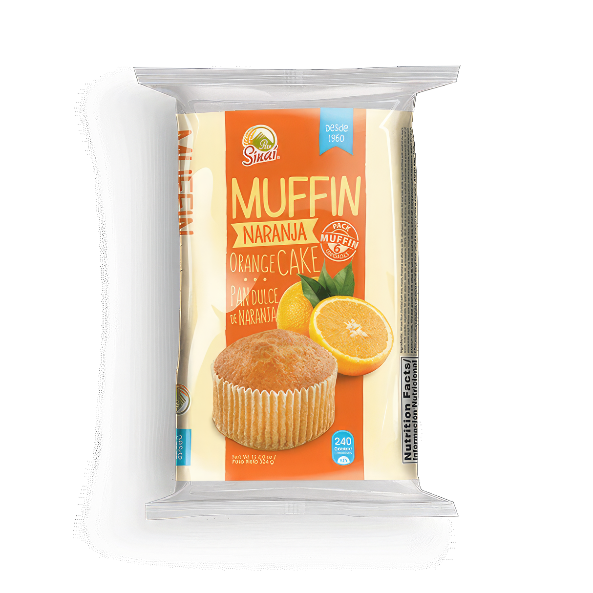 Muffin de naranja Pan Sinai en empaque de 6 unidades