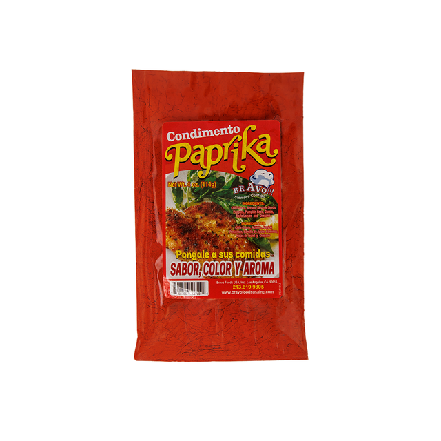 Paprika en polvo 100% natural en bolsa sellada, condimento tradicional latino