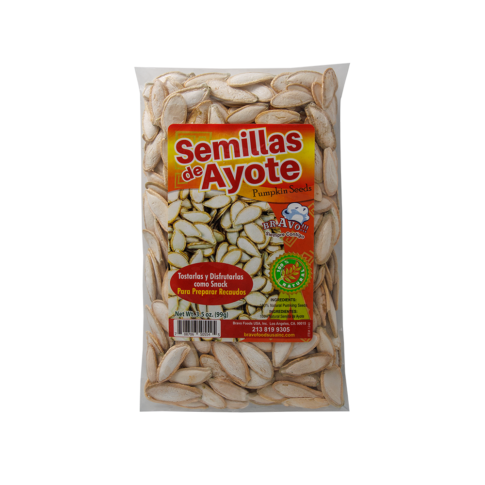 Semilla de ayote natural salvadoreña, pepitas frescas en empaque