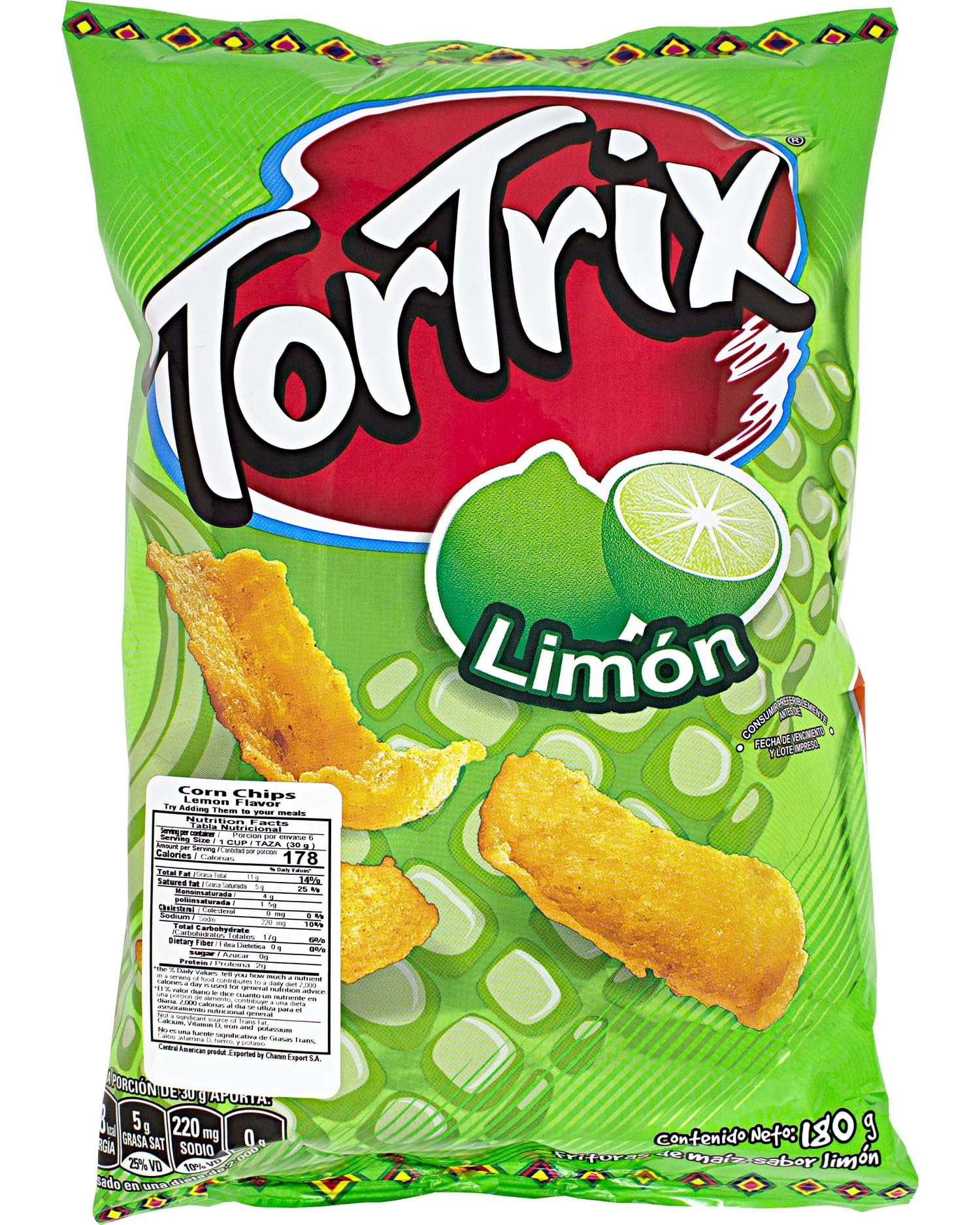 Tortrix Limón – snack de maíz con sabor cítrico 180 g – Latin Foods At Your Door