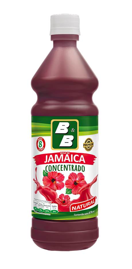 Botella de Concentrado de Flor de Jamaica B&B 678 ml – Bebida natural salvadoreña