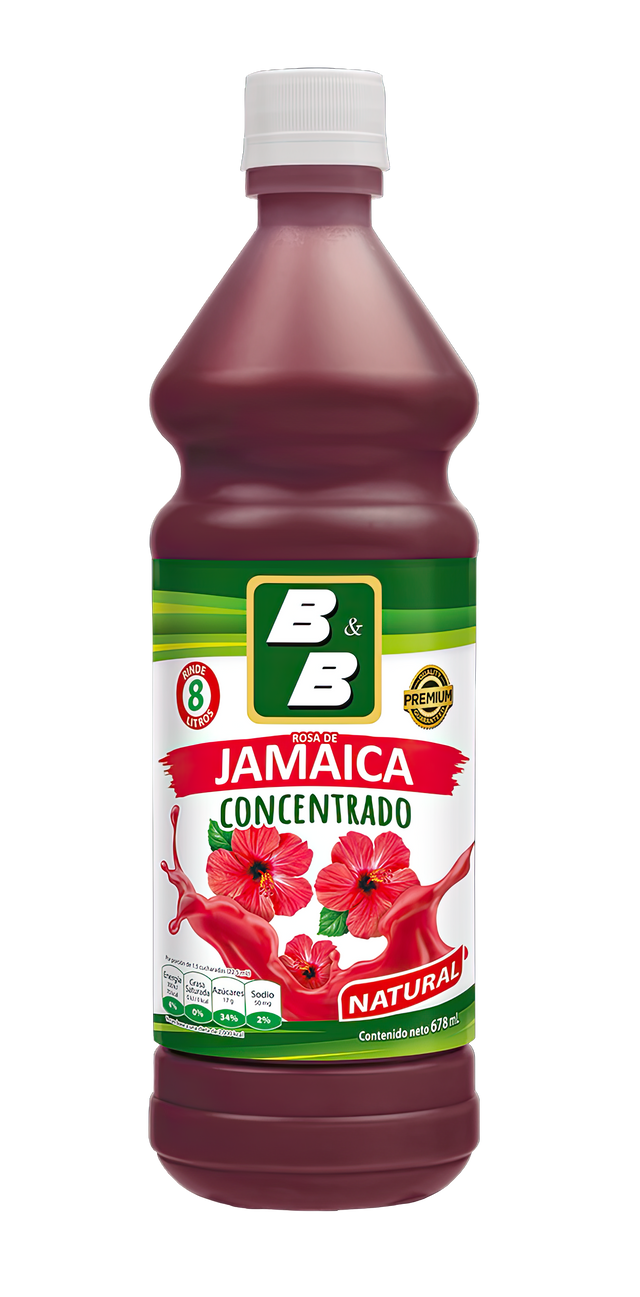 Botella de Concentrado de Flor de Jamaica B&B 678 ml – Bebida natural salvadoreña