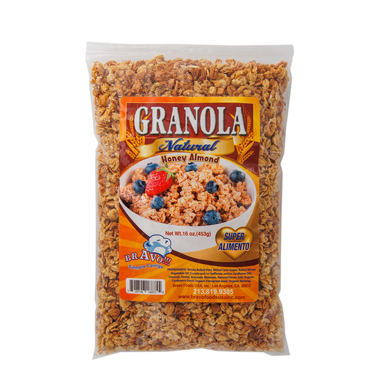 Granola natural artesanal en bolsa resellable con mezcla de avena y semillas